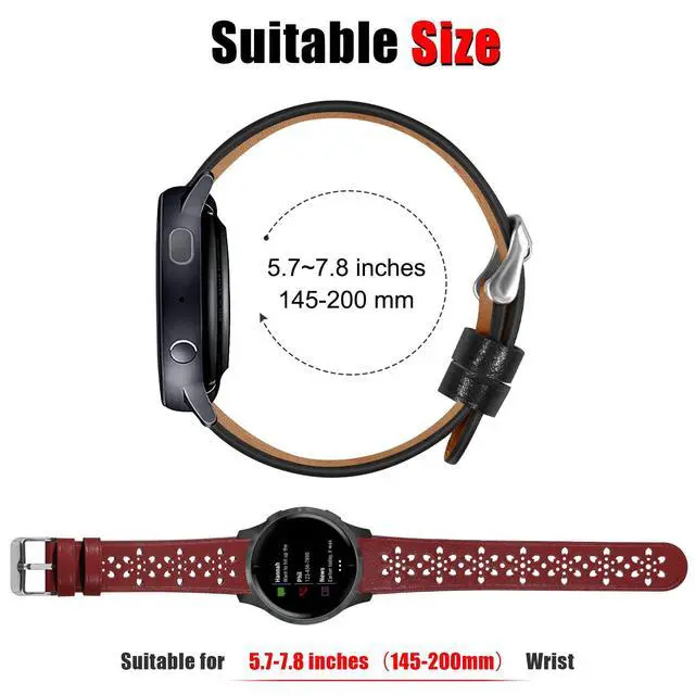 Alt view image 4 of 6 - Lace Leather Band Compatible with Garmin Vivoactive 3/5/Venu/Venu 2 Bands, Women Men, 20mm Breathable Slim Hollow-out Sports Replacement Band