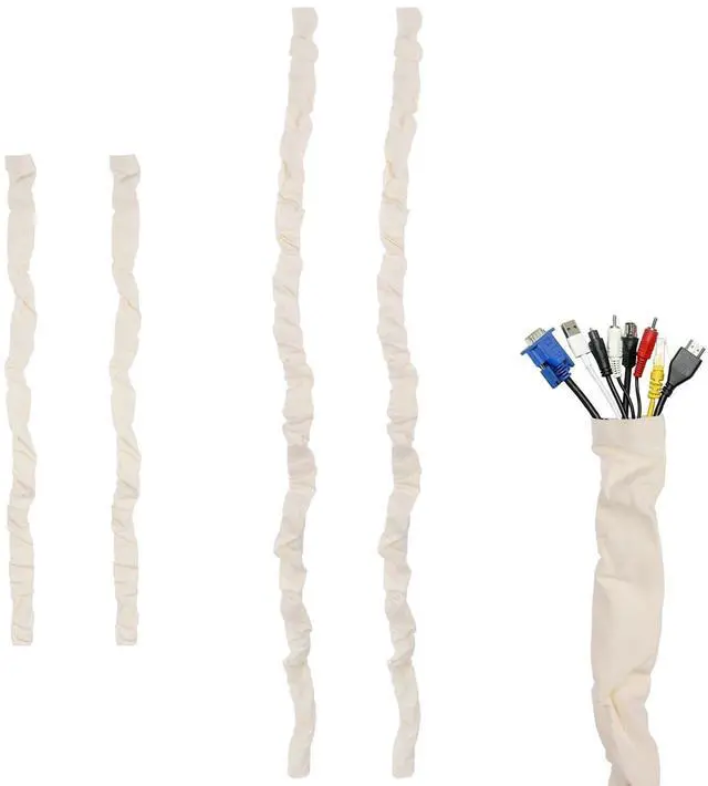 Main image of 4 Pcs Fabric Cord Cover Set, Includes 47.2 in and 70.9 in Cable Management Sleeves, Beige Cotton Linen Cord Covers for Chandelier Lighting Wires, Easy to Install