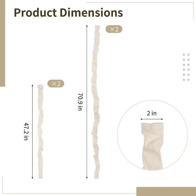 Alt view image 3 of 6 - 4 Pcs Fabric Cord Cover Set, Includes 47.2 in and 70.9 in Cable Management Sleeves, Beige Cotton Linen Cord Covers for Chandelier Lighting Wires, Easy to Install