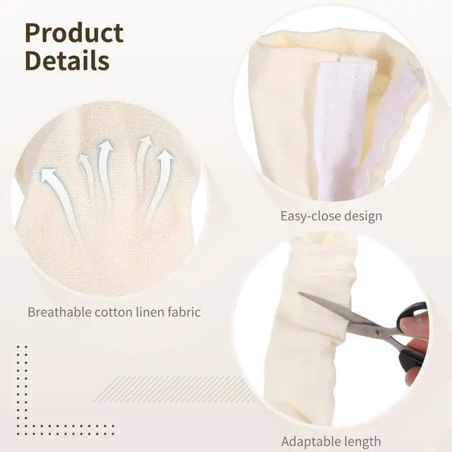 Alt view image 4 of 6 - 4 Pcs Fabric Cord Cover Set, Includes 47.2 in and 70.9 in Cable Management Sleeves, Beige Cotton Linen Cord Covers for Chandelier Lighting Wires, Easy to Install