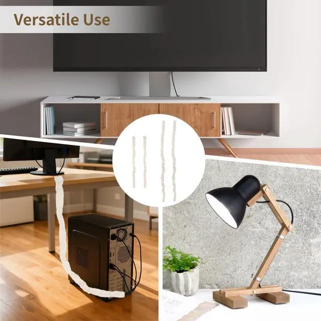 Alt view image 5 of 6 - 4 Pcs Fabric Cord Cover Set, Includes 47.2 in and 70.9 in Cable Management Sleeves, Beige Cotton Linen Cord Covers for Chandelier Lighting Wires, Easy to Install