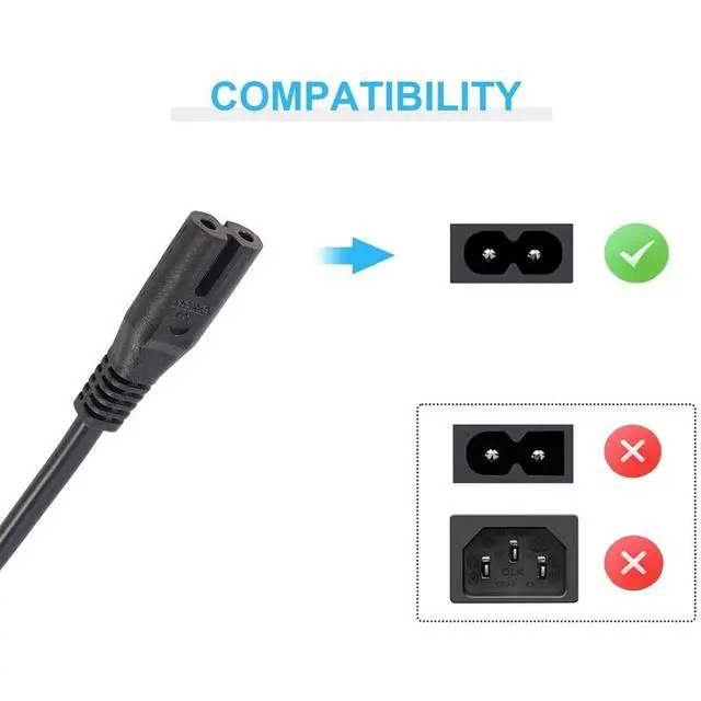 Alt view image 3 of 5 - 2-Prong 6ft UL AC Power Cord Compatible with FEIERDUN FEDVP-LA FEDVP-TLA-BK FEDVP-TLA-BU FEDVP-TLA-WH FEDVP-TLA-R01 Vibration Plate Exercise Machine Cable Charging Cord
