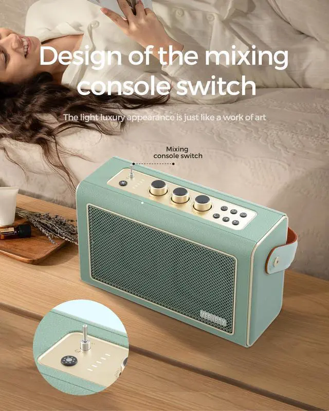 Alt view image 5 of 6 - Starro Bluetooth Speaker 3-Way Audio with Dual DSP, Bluetooth 5.3, Adjustable Bass & Treble, White Noise Mode, APP Control, Liquid Silicone Wrap, Leather Handle, TWS Pairing (Cream)