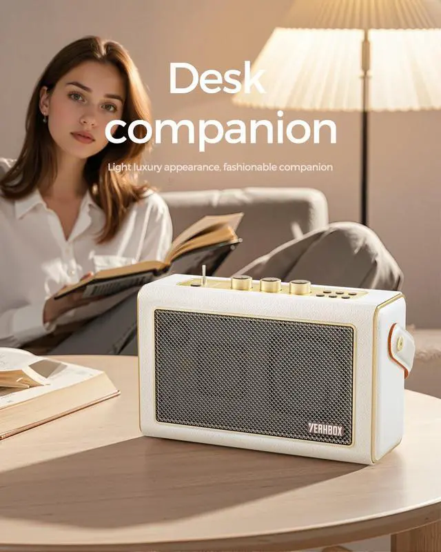 Alt view image 4 of 6 - Starro Bluetooth Speaker 3-Way Audio with Dual DSP, Bluetooth 5.3, Adjustable Bass & Treble, White Noise Mode, APP Control, Liquid Silicone Wrap, Leather Handle, TWS Pairing (Cream)