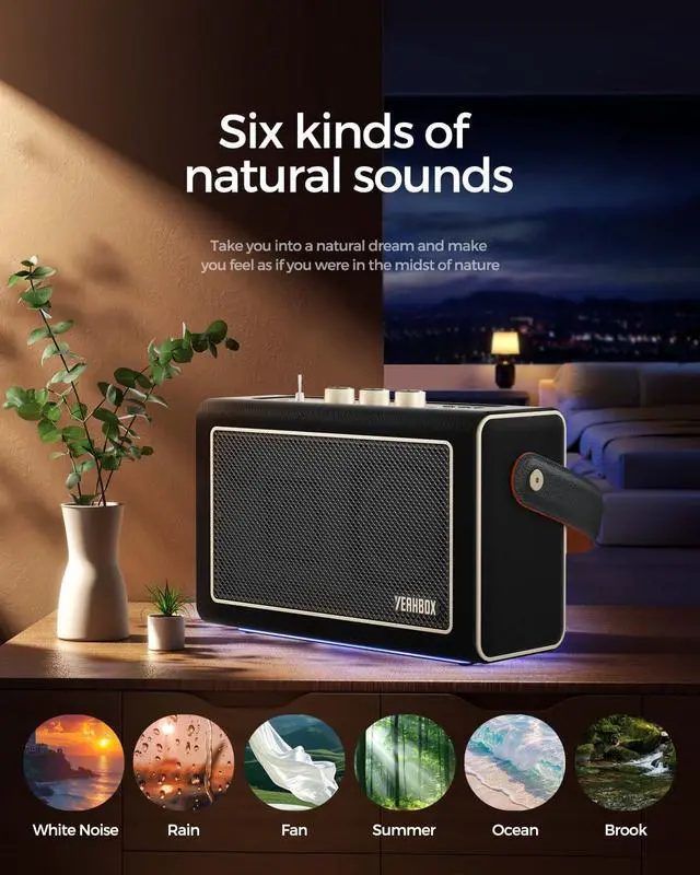 Alt view image 6 of 6 - Starro Bluetooth Speaker 3-Way Audio with Dual DSP, Bluetooth 5.3, Adjustable Bass & Treble, White Noise Mode, APP Control, Liquid Silicone Wrap, Leather Handle, TWS Pairing (Cream)