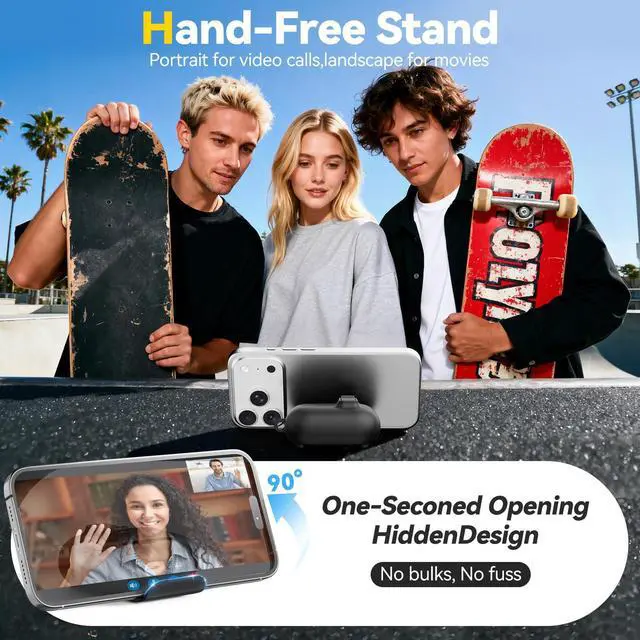 Alt view image 4 of 6 - for AirPods Pro 3 Case 2025, Compatible with Airpods Pro 3rd Generation Case, Safety Lock, Phone Stand, Auto- Pop up, Compatible with MagSafe, Includes Cleaning Kit and Keychain (Black)