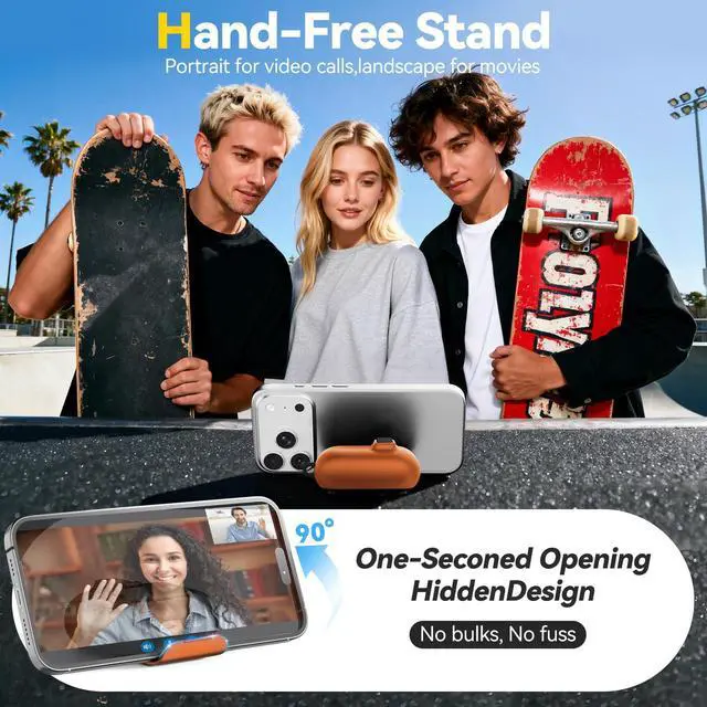 Alt view image 3 of 6 - for AirPods Pro 3 Case, Sleek Protective Case with Safety Lock, Phone Stand, Auto- Pop up Lid for Airpods Pro 3rd Generation 2025, Compatible with MagSafe Includes Cleaning Kit and Keychain (Orange)