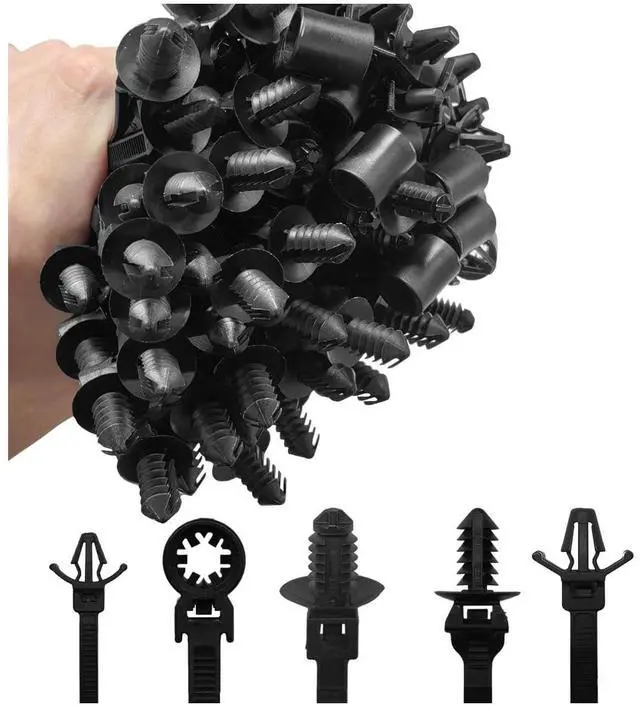 Main image of 110PCS Automotive Push Mount Cable Zip Ties, Heavy Duty Nylon Car Mount Wire Ties with Assorted Sizes, Self Locking UV Resistant Harness Clips for Car, Indoor Wire Bundling, Construction
