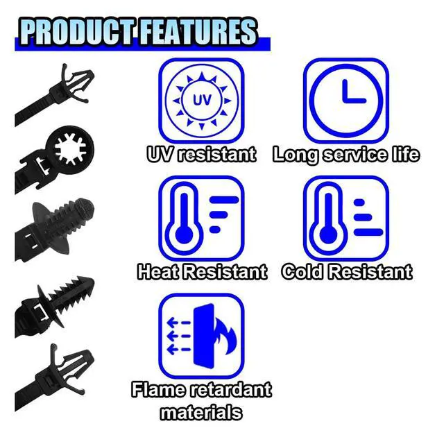 Alt view image 3 of 6 - 110PCS Automotive Push Mount Cable Zip Ties, Heavy Duty Nylon Car Mount Wire Ties with Assorted Sizes, Self Locking UV Resistant Harness Clips for Car, Indoor Wire Bundling, Construction