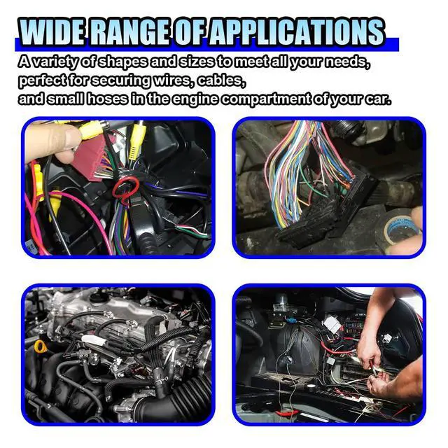 Alt view image 5 of 6 - 110PCS Automotive Push Mount Cable Zip Ties, Heavy Duty Nylon Car Mount Wire Ties with Assorted Sizes, Self Locking UV Resistant Harness Clips for Car, Indoor Wire Bundling, Construction
