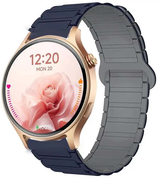 Main image of Compatible for Aeac Smart Watch Bands, 20mm, 22mm Quick Release Silicone Sport Strap Replacement Watchband Compatible for Aeac 1.32 Inches Round, W208 Plus, IDW19, IDW28, GTX12 Smart Watch