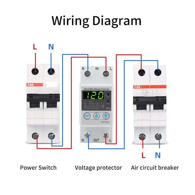 Alt view image 3 of 7 - SVP-912 Voltage Protector Adjustable Under Over Voltage Protection, Protector Current Stabilizer Voltmeter, Smart Circuit Breaker, Voltage Protector Relay (40A)