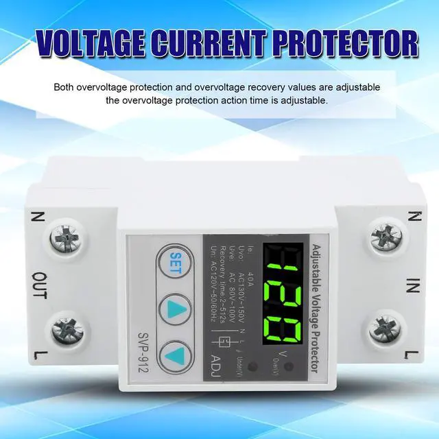 Alt view image 4 of 7 - SVP-912 Voltage Protector Adjustable Under Over Voltage Protection, Protector Current Stabilizer Voltmeter, Smart Circuit Breaker, Voltage Protector Relay (40A)