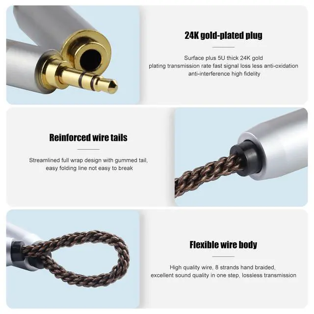 Alt view image 2 of 7 - 3.5MM Male to 4.4MM Female Conversion Cable AC8G OFC Adapter Cable,Aging Resistance PVC Material,Metal Shell,Gold-Plated Plug 2.7inch 4.4MM Female