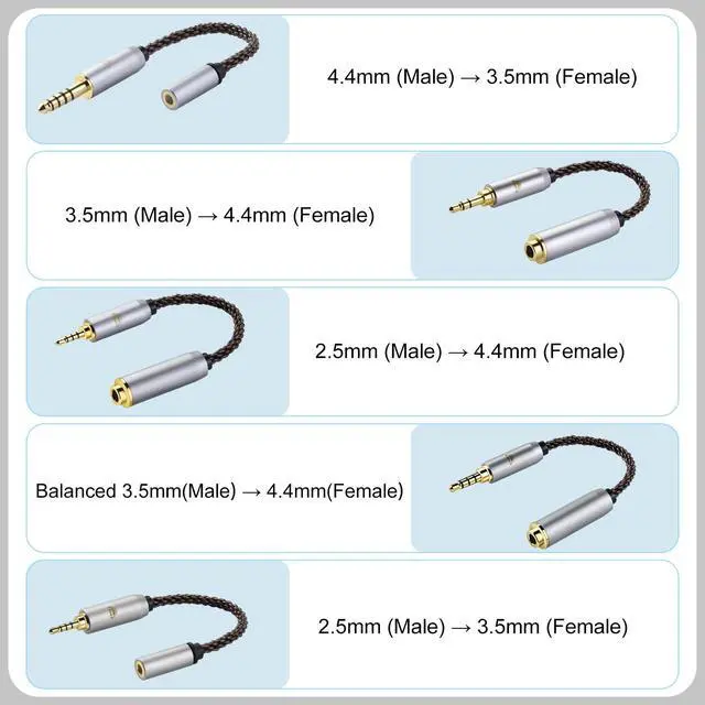 Alt view image 3 of 7 - 3.5MM Male to 4.4MM Female Conversion Cable AC8G OFC Adapter Cable,Aging Resistance PVC Material,Metal Shell,Gold-Plated Plug 2.7inch 4.4MM Female