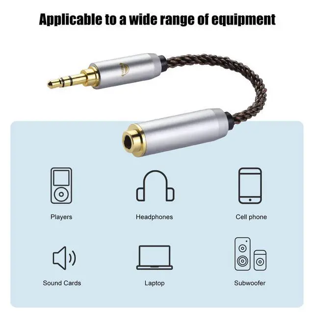 Alt view image 4 of 7 - 3.5MM Male to 4.4MM Female Conversion Cable AC8G OFC Adapter Cable,Aging Resistance PVC Material,Metal Shell,Gold-Plated Plug 2.7inch 4.4MM Female