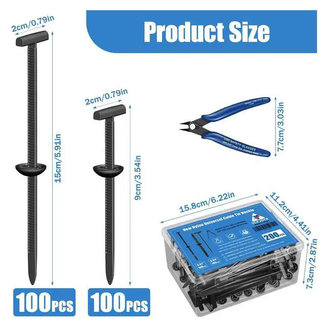 Alt view image 2 of 6 - 200PCS Upgraded Nylon Zip Ties with Pliers & Storage Box, Self-Locking UV-Resistant Heavy-Duty Fasteners for Car Bumper Fender Engine Cover Repair, Home Garden Outdoor Organization