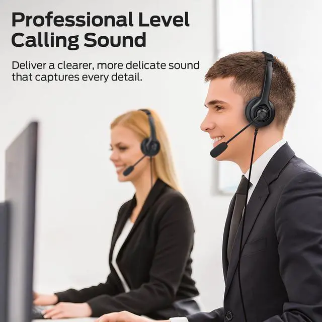 Alt view image 2 of 7 - Bluetooth Ear Buds Wireless Earbuds Long-Playtime, Voicelink 100 Wired Headphones, Wired Headset with Noise Cancelling Microphone for PC Laptop, USB Connection Plug and Play