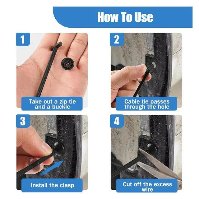 Alt view image 6 of 6 - 200PCS Upgraded Nylon Zip Ties with Pliers & Storage Box, Self-Locking UV-Resistant Heavy-Duty Fasteners for Car Bumper Fender Engine Cover Repair, Home Garden Outdoor Organization