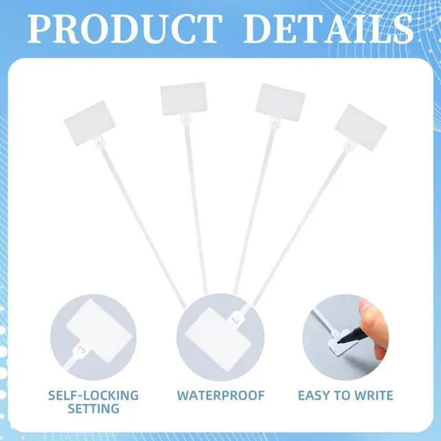Alt view image 3 of 6 - 1000 Pcs 4 Inch Marker Nylon Cable Ties with 5 Pens, Plastic Water Proof Tag, Self-locking Written-on Cord Marker, Security Label for Cabling, Wire Label, Shipping Hanging Tags White