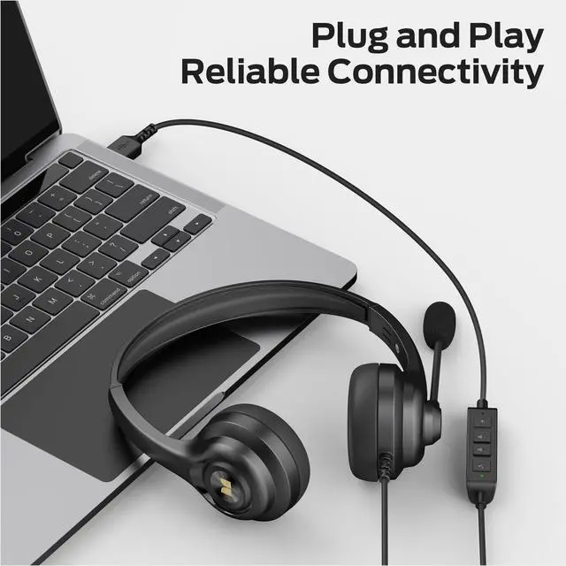 Alt view image 3 of 7 - Bluetooth Ear Buds Wireless Earbuds Long-Playtime, Voicelink 100 Wired Headphones, Wired Headset with Noise Cancelling Microphone for PC Laptop, USB Connection Plug and Play
