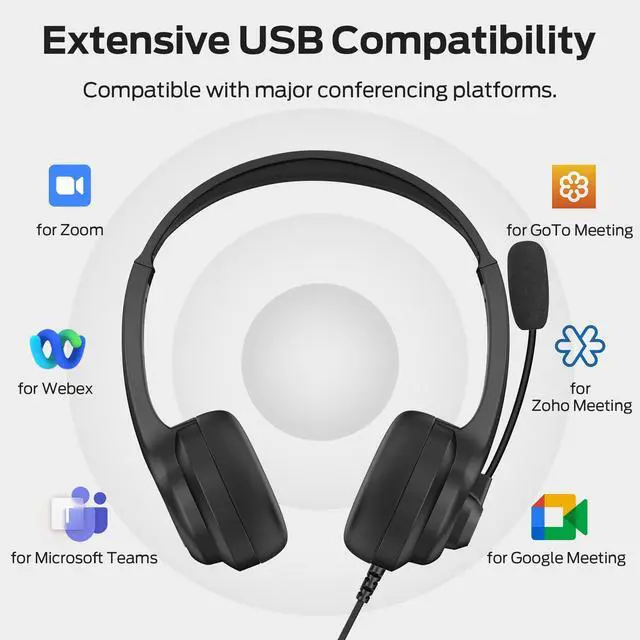 Alt view image 6 of 7 - Bluetooth Ear Buds Wireless Earbuds Long-Playtime, Voicelink 100 Wired Headphones, Wired Headset with Noise Cancelling Microphone for PC Laptop, USB Connection Plug and Play