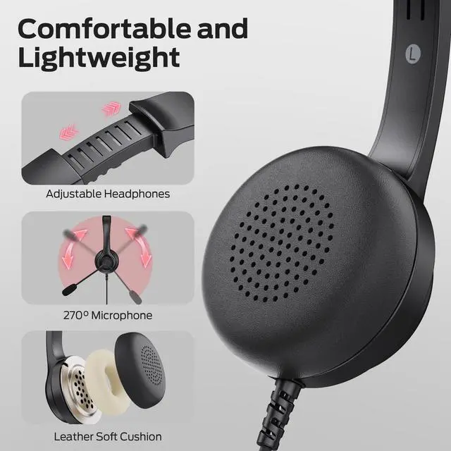 Alt view image 5 of 7 - Bluetooth Ear Buds Wireless Earbuds Long-Playtime, Voicelink 100 Wired Headphones, Wired Headset with Noise Cancelling Microphone for PC Laptop, USB Connection Plug and Play