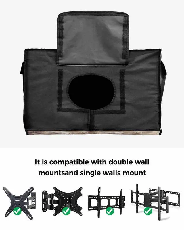 Alt view image 6 of 6 - American Flag Outdoor TV Cover 52"-55" Waterproof & Weatherproof TV Cover for Outside 600D Thick TVs Enclosure Eagle Blue Red USA Flag Retro Flat Television Display Screen Protector with Pocket