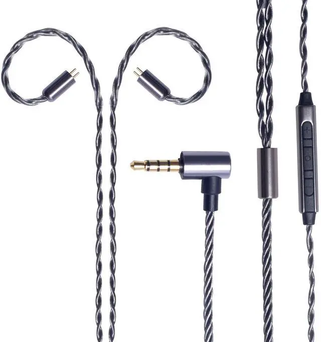 Main image of Earphone Upgrade Cable,0.78mm 2pin Earbuds Replacement Cord,4 Cores OFC Silver Plated Earphones Audio Adapter for KZ ES4 ED16 ZS5 ZS6 ZSR ZST ZS10 (0.78mm,Gray,Mic)