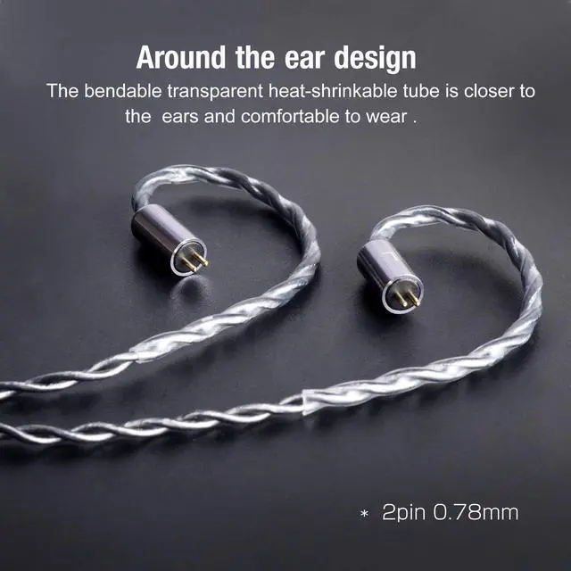 Alt view image 5 of 6 - Earphone Upgrade Cable,0.78mm 2pin Earbuds Replacement Cord,4 Cores OFC Silver Plated Earphones Audio Adapter for KZ ES4 ED16 ZS5 ZS6 ZSR ZST ZS10 (0.78mm,Gray,Mic)