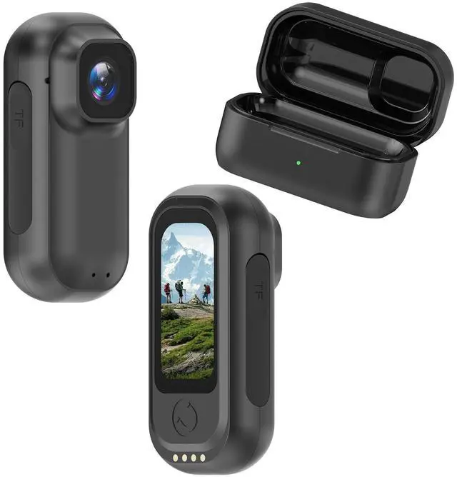 Main image of 2K Wearable Mini Body Camera Thumb POV Loop Recording | Thumb-Sized Action Cam, 1.47" LCD, 1800mAh Charging Case, Outdoor Riding,Helmet Bike Motorcycle Black