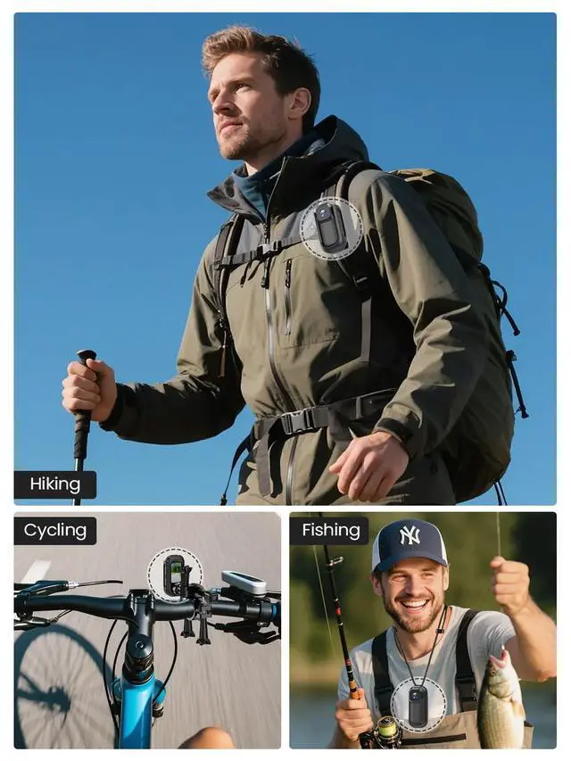 Alt view image 6 of 7 - 2K Wearable Mini Body Camera Thumb POV Loop Recording | Thumb-Sized Action Cam, 1.47" LCD, 1800mAh Charging Case, Outdoor Riding,Helmet Bike Motorcycle Black