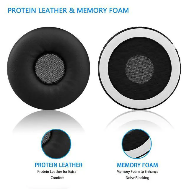 Alt view image 3 of 7 - Replacement Ear Cushion Pads with Protein Leather and Memory Foam for Sony WHXB700 Wireless Extra Bass Bluetooth On Ear Headphones ONLY (NOT FIT Sony Other Series) (Black)