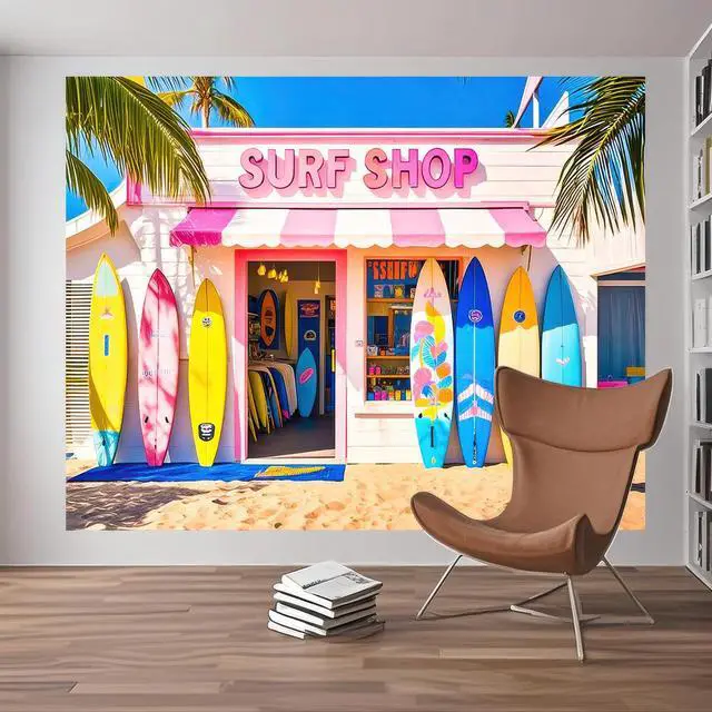 Alt view image 4 of 7 - Summer Beach Backdrop Theme Decorations 8 x 6 FT | Summer Backdrop Pool Party Banner Beach Theme Decor Hawaiian Display for Photo Booth Beach Pool Surfboard