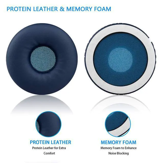 Alt view image 3 of 7 - Replacement Ear Cushion Pads with Protein Leather and Memory Foam for Sony WHXB700 Wireless Extra Bass Bluetooth On Ear Headphones ONLY (NOT FIT Sony Other Series) (Blue)