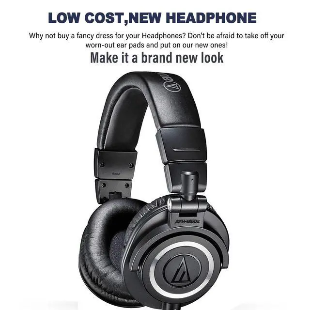 Alt view image 3 of 5 - 2 Pack M50X Ear Pads Cushions Replacement Compatible with Audio Technica ATH M50X M50XBT M50RD M40X M30X M20X MSR7 SX1 Monitor Headphones,Ear Muffs Memory Foam Earpads