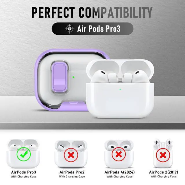 Alt view image 2 of 6 - for AirPods Pro 3 Case (2025) with Phone Stand & Cleaner Kit, Cute Soft Silicone Cover for AirPods Pro 3rd Genera case with Keychain for Women Men with Keychain for Airpod Pro case(2025) Light Purple