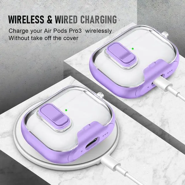 Alt view image 4 of 6 - for AirPods Pro 3 Case (2025) with Phone Stand & Cleaner Kit, Cute Soft Silicone Cover for AirPods Pro 3rd Genera case with Keychain for Women Men with Keychain for Airpod Pro case(2025) Light Purple