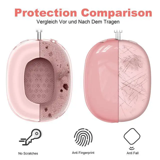 Alt view image 4 of 7 - 3 in 1 Silicone Case Cover for AirPods Max Headphones, Clear Soft TPU Ear Cups Cover/Ear Pad Case Cover/Headband Cover for AirPods Max (2024/2020), Ear Cushions Cover for AirPods Max(Pink)