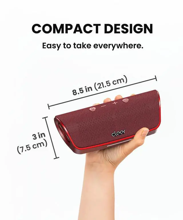 Alt view image 3 of 6 - Scene Portable Bluetooth Speaker, Red | Simple Fast Pairing, Waterproof IPX7, 12Hrs Play time, Deep Bass, Built-in Mic