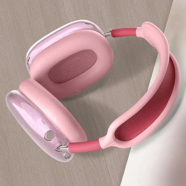 Alt view image 6 of 7 - 3 in 1 Silicone Case Cover for AirPods Max Headphones, Clear Soft TPU Ear Cups Cover/Ear Pad Case Cover/Headband Cover for AirPods Max (2024/2020), Ear Cushions Cover for AirPods Max(Pink)