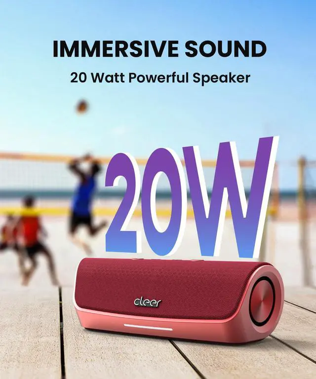 Alt view image 4 of 6 - Scene Portable Bluetooth Speaker, Red | Simple Fast Pairing, Waterproof IPX7, 12Hrs Play time, Deep Bass, Built-in Mic