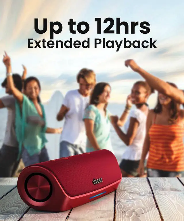 Alt view image 5 of 6 - Scene Portable Bluetooth Speaker, Red | Simple Fast Pairing, Waterproof IPX7, 12Hrs Play time, Deep Bass, Built-in Mic