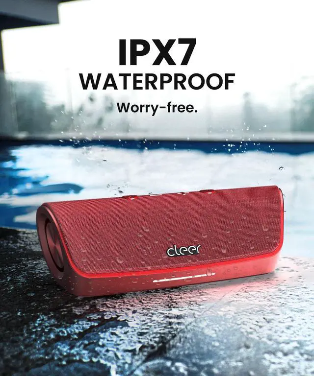 Alt view image 6 of 6 - Scene Portable Bluetooth Speaker, Red | Simple Fast Pairing, Waterproof IPX7, 12Hrs Play time, Deep Bass, Built-in Mic