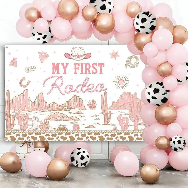 Alt view image 4 of 7 - 7x5ft My First Rodeo Birthday Backdrop Western Cowboy and Cowgirl Theme 1st Birthday Party Decorations Newborn Girls First Birthday Party Decor Supplies Banner Photo Booth Studio Props