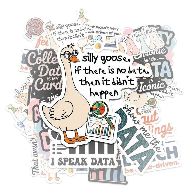 Alt view image 3 of 7 - (10 Pcs) Data Analysis Stickers Pack, Funny Data Driven Vinyl Decals, I Speak Data Quote Stickers for Analysts, Scientists, Coders, Laptop Water Bottle Scrapbook Decor