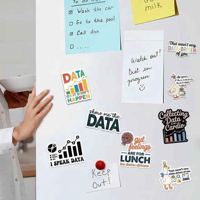 Alt view image 5 of 7 - (10 Pcs) Data Analysis Stickers Pack, Funny Data Driven Vinyl Decals, I Speak Data Quote Stickers for Analysts, Scientists, Coders, Laptop Water Bottle Scrapbook Decor