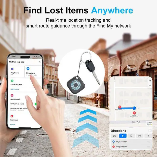 Alt view image 3 of 7 - 2-Pack Air Tracker Tags Compatible with Apple Find My (iOS Only), Bluetooth Tracker, Smart Keys Finder and Item Locator for Wallet Luggage Backpack (1B1W)
