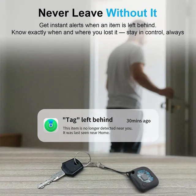 Alt view image 4 of 7 - 2-Pack Air Tracker Tags Compatible with Apple Find My (iOS Only), Bluetooth Tracker, Smart Keys Finder and Item Locator for Wallet Luggage Backpack (1B1W)