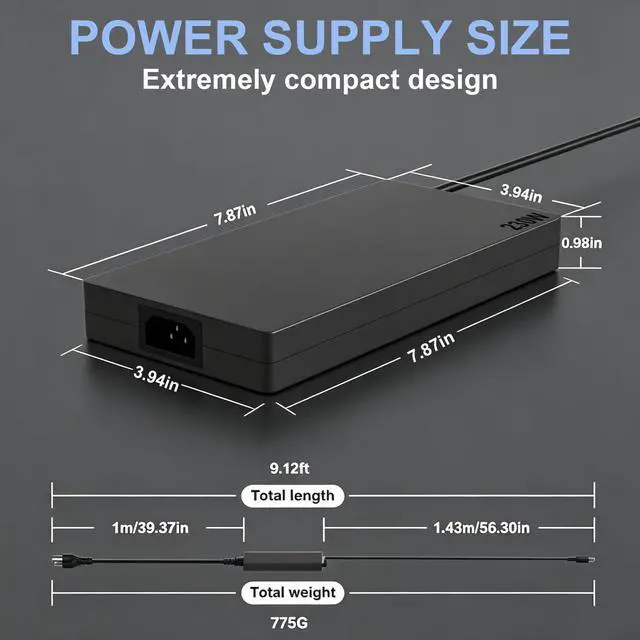 Alt view image 5 of 7 - 230W Laptop Charger for Lenovo Legion ThinkPad IdeaPad AC Adapter | 20V 11.5A Compatible with Lenovo Legion 5 7 5P Y540 Y545 Y740, ADL230NDC3A ADL230NLC3A, Slim Square Tip Power Supply Cord